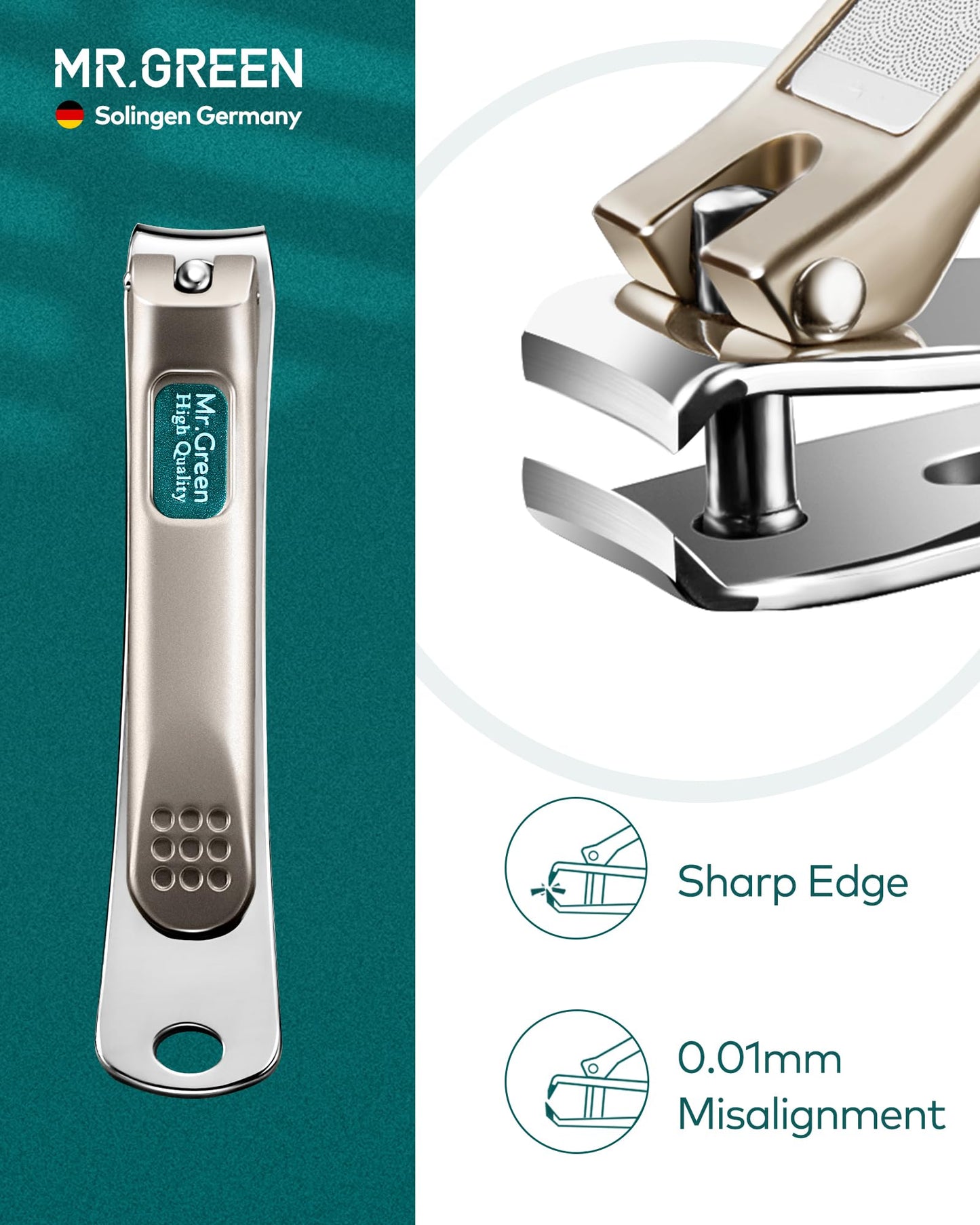 MR.GREEN Nail Clipper 4Pcs Set, Stainless Steel Manicure Pedicure Set, Medical Grade Grooming Kit with Travel Case Gift Box for Man & Woman