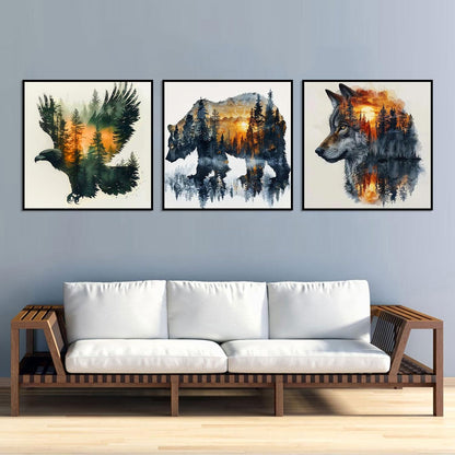 Meothan 3 Pack Diamond Painting Kits for Adults, Wild Animals Diamond Art Kits for Adults Beginners, 5D DIY Paint with Diamonds Gem Art Dots Set for Home Wall Decor 12 x 12 Inch (Bear Wolf and Eagle)
