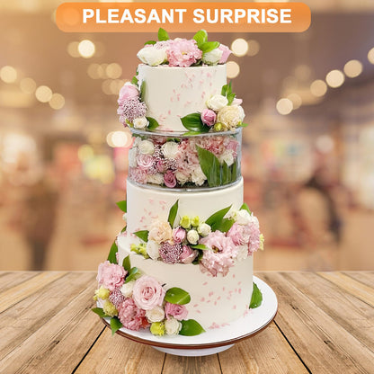 LDXDRU 2 Pcs Acrylic Cake Stand, Clear Cake Stand, Acrylic Cake Riser, Fillable Round Cake Display Riser for Birthday Wedding Holiday Party Display (6", 8")