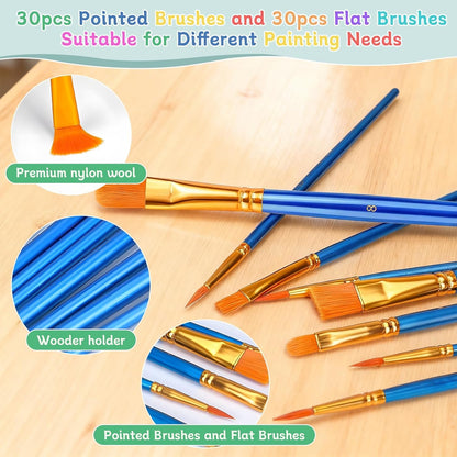 120pcs 8x10 Inch Painting Supplies Kit, 12Pack Art Canvas Bulk with Easel Stand, 12 Colors Mini Acrylic Paint Set, Small Paint Brushes, Paint Trays, Painting Kit