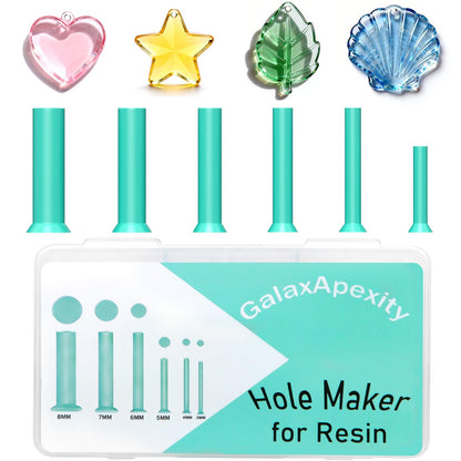 6 Sizes Hole Maker Resin Tool for Resin Mold, Drill-Free Silicone Resin Inserts, Resin Accessories for Epoxy Resin, 30PCS for Resin Jewelry Making & Keychain Crafts