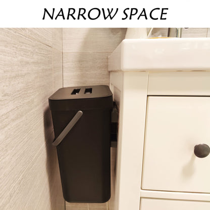 stonespace Under Sink Trash Can，Kitchen Compost Bin, Diaper Pail, 3.2 Gallon/12L Hanging Garbage Can for Baby Crib/Bathroom/Cupboard, Plastic Food Waste Bin,1 Pack Black