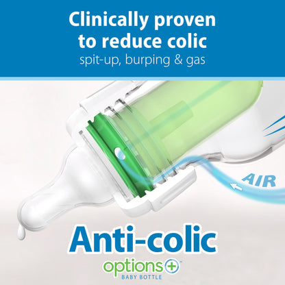 Dr. Brown's Anti-Colic Options+ Narrow Glass Baby Bottle with Level 1 Slow Flow Nipple, BPA-Free, 4 oz/120mL, 1-Pack