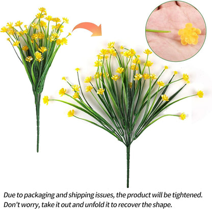 CEWOR 9pcs Artificial Flowers, UV Resistant Fake Plastic Flowers for Home Kitchen Bedroom Cemetery Decor
