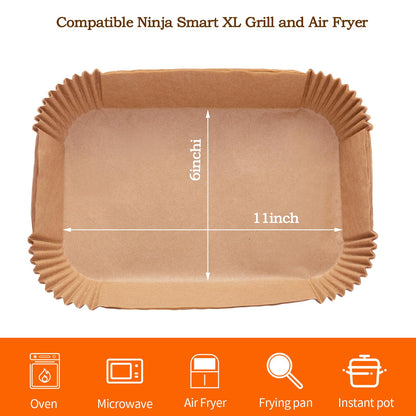 Air Fryer Disposable Paper Liner, 100PCS Food Grade Parchment Liners for Ninja DZ201,Ninja Foodi Dual Air Fryer Accessories Baking Paper (9 * 6, Natural)
