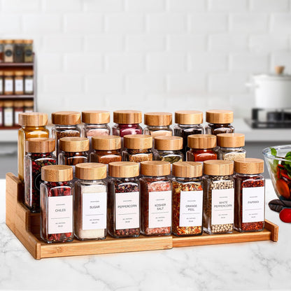 DWTS DANWEITESI 36 Pcs Glass Spice Jars - 4oz With Bamboo Lids, Empty Bottles With Labels, Kitchen Spice Jars With Shaker Lids