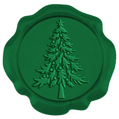 CRASPIRE 50pcs Christmas Dark Green Wax Seal Stickers - Pine Tree Self Adhesive Stamp for Wedding Invitations, Envelope Cards, DIY Craft