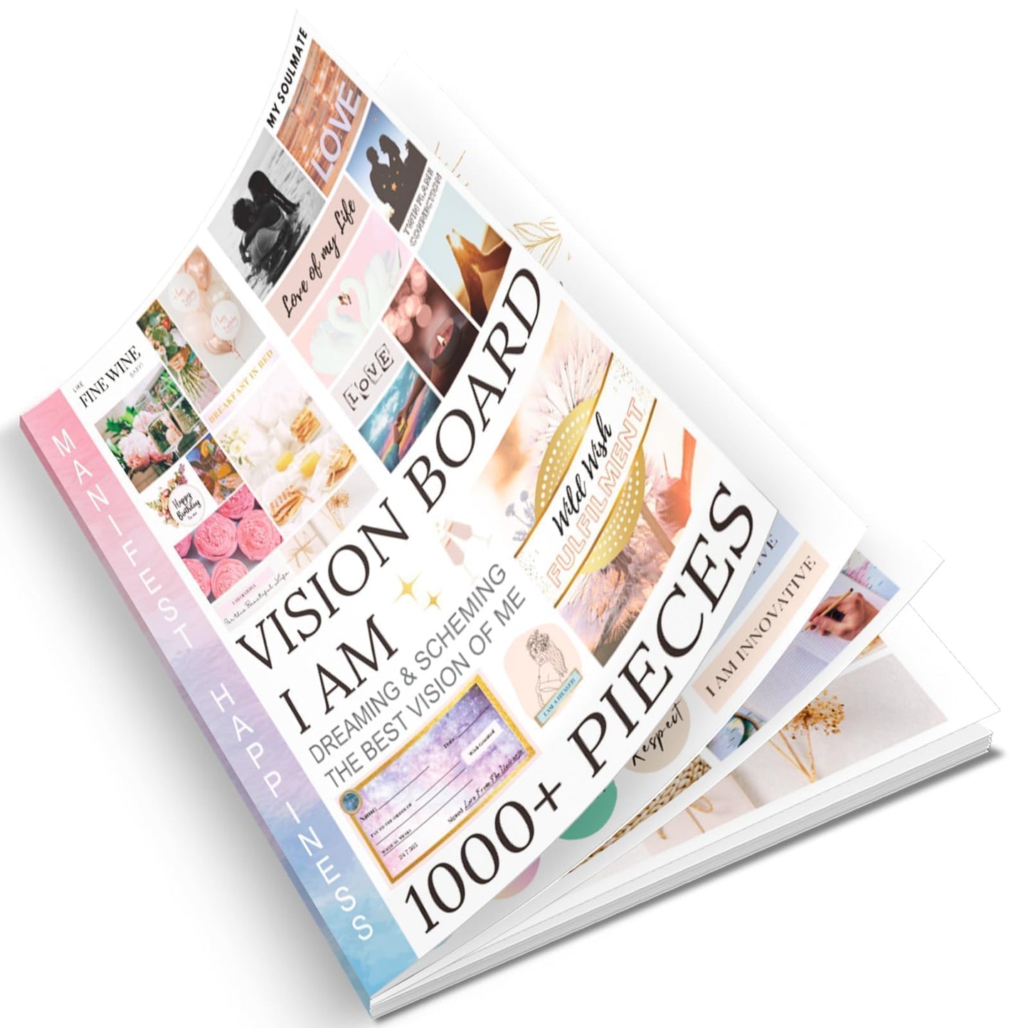 EggSun Vision Board Supplies with 1200+ Images & Quotes Collage Magazine Book, Wall Clip Art Scrapbook Journal Kit for Vision Board Making Beginners Women Men Teen Girls Coquette Room Decors (Pink)