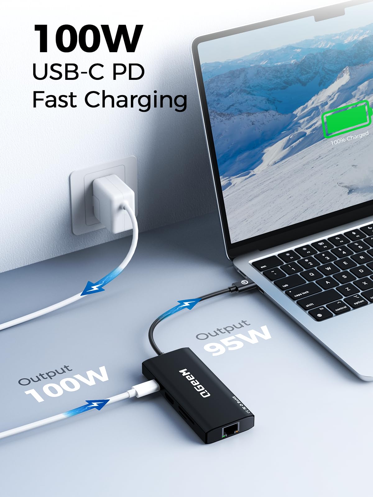 QGeeM USB C Hub Ethernet,9 in 1 USB Type C Hub HDMI Multi-Port Converter Adapter,100W Pd, USB 3.0,SD/TF Card Reader,Compatible for MacBook Pro Air Ipad HP Dell Lenovo Chromebook etc.