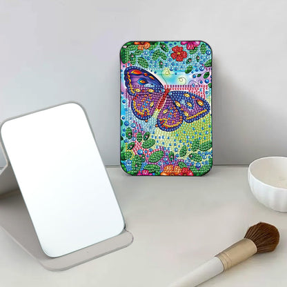 LazyFold Diamond Painting Mirror Kits for Adults Beginners,Purple Butterfly DIY 5D Diamond Art Portable Folding Mirror Kit,Festival Christmas Birthday Art Crafts Home Wall Table Decor Gifts