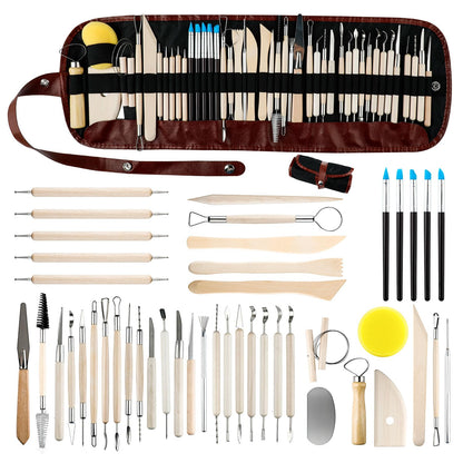 46 PCS Clay Tools Kit, Air Dry Clay Tools, Professional Pottery Tools Set Can be Used for Stippling Carving Molding Shaping Clay Crafts for Adults Beginners Hobbyists Artists