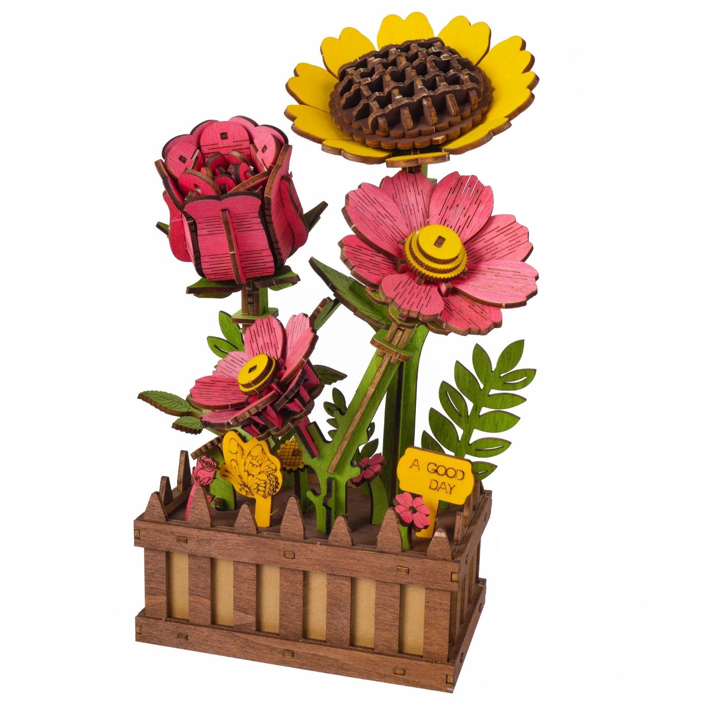 Gueiddi 3D Wooden Flower Puzzle for Adults, Wooden Wildflower Bouquet Model Building Kit, DIY Artificial Floral Stem for Home Decor, Unique Birthday for Women, Mom & Teens