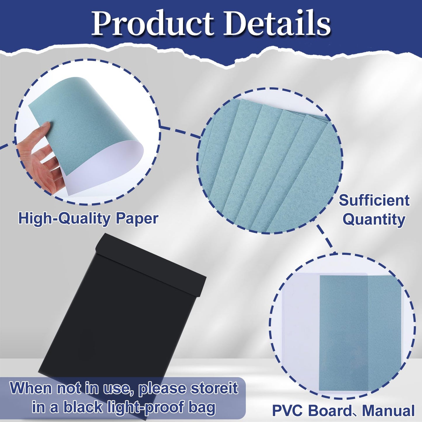 gisgfim Sun Cyanotype Printing Paper Kit A4 24 Sheets Cyanotype Papers with 1 Sheet Acrylic Panel and Manual High Sensitive Nature Solar Activated UV Sun Printing for Arts DIY Crafts Project