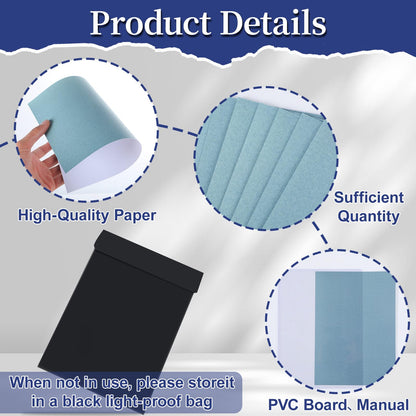 gisgfim Sun Cyanotype Printing Paper Kit A4 24 Sheets Cyanotype Papers with 1 Sheet Acrylic Panel and Manual High Sensitive Nature Solar Activated UV Sun Printing for Arts DIY Crafts Project