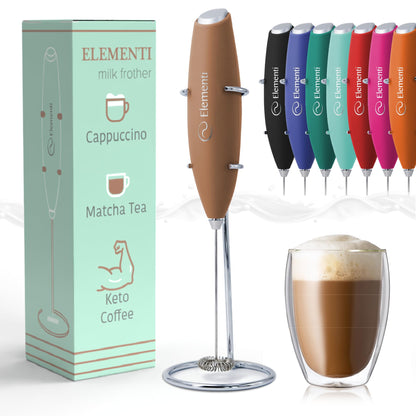 Elementi Portable Electric Milk Frother, Matcha Whisk, Milk Frother for Coffee Frother Electric Hand Blender, Mini Electric Whisk Small Hand Blender (Periwinkle)