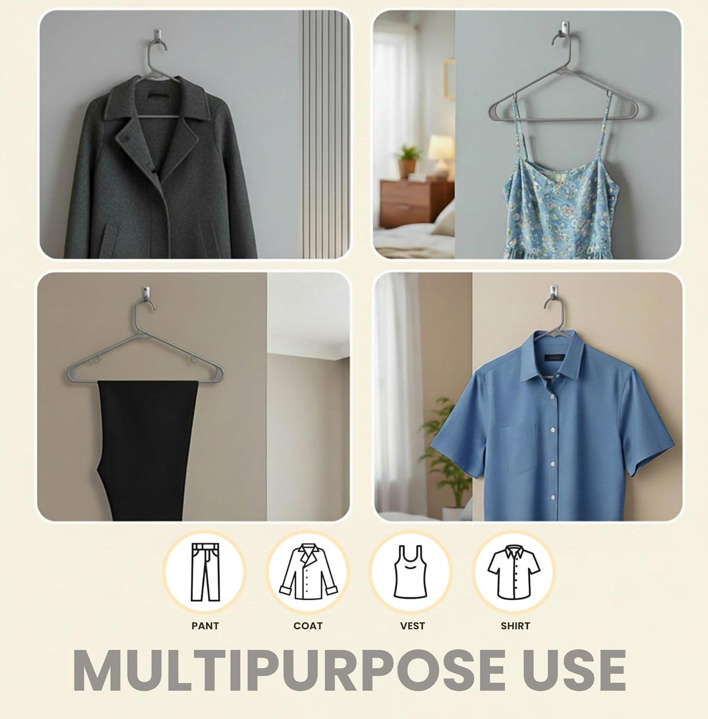 Utopia Home Plastic Hangers 30 Pack - Durable Space-Saving Clothes Hangers with Hooks (Grey)