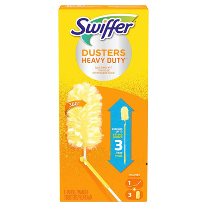 Swiffer 360 Dusters Extender Kit, 3 Unscented Dusters With Extendable handle (Packaging May Vary)