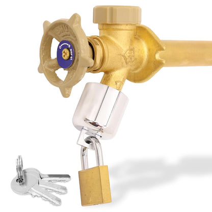 3/4-Inch 3 TRADESAFE Water Spigot Lock - Hose Bib Lock with Keyed Padlock, Fits Garden Hose Thread, Prevents Water