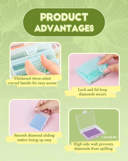 Diamond Painting Trays with Lids and Diamond Art Storage, 30PCS Diamond Art Accessories with Storage Containers, 2-in-1 Drill Storage and Line-Up Tool, 1 Pack 5D Diamond Painting Tools for Beads