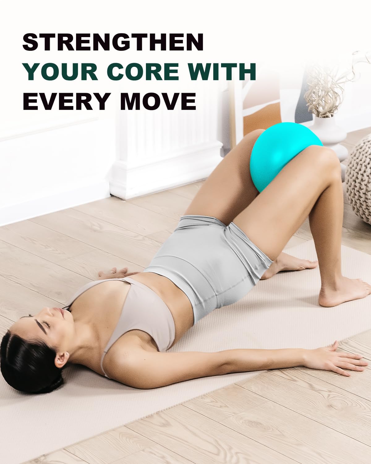 Trideer 9-Inch Pilates Ball with Exercise Guide for Core Strength, Yoga, Stability, Stretching & Physical Therapy