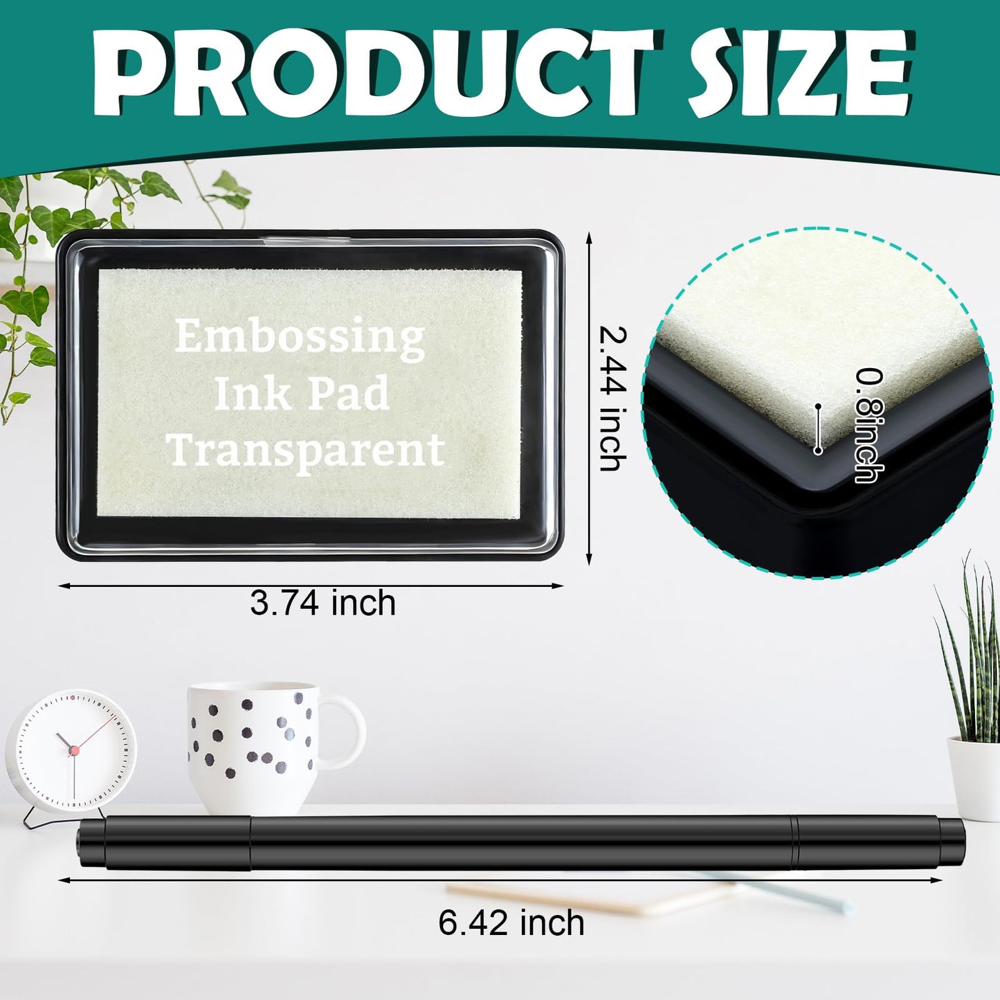LemonSecret 4 Pcs Emboss It Kit Included 2 Clear Embossing Ink Pad 2 Embossing Pen White Stamp Ink Pad Emboss Kit for Paper Scrapbooking Crafts