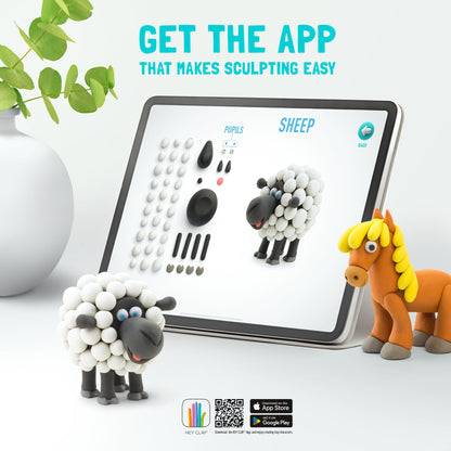 HEY CLAY Animals Set - Colorful Modeling Air Dry Clay for Kids - Air Dry Clay Kit 15 Cans and Sculpting Tools with Fun Interactive Instructions App - Age 3 and up