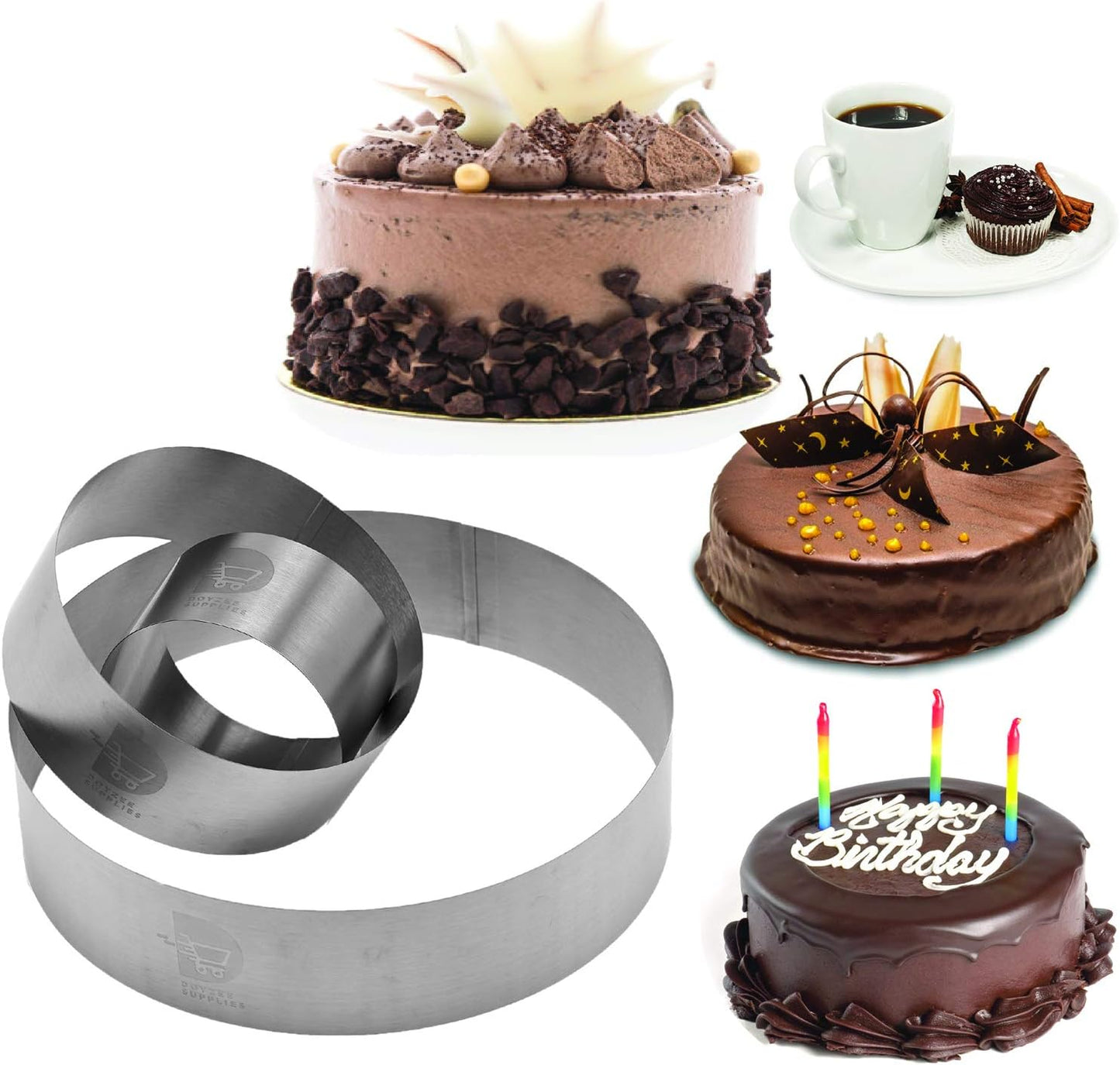 Cake Ring Set, Pastry Ring, Mousse Ring for Baking, 4/6/8/10 Inch