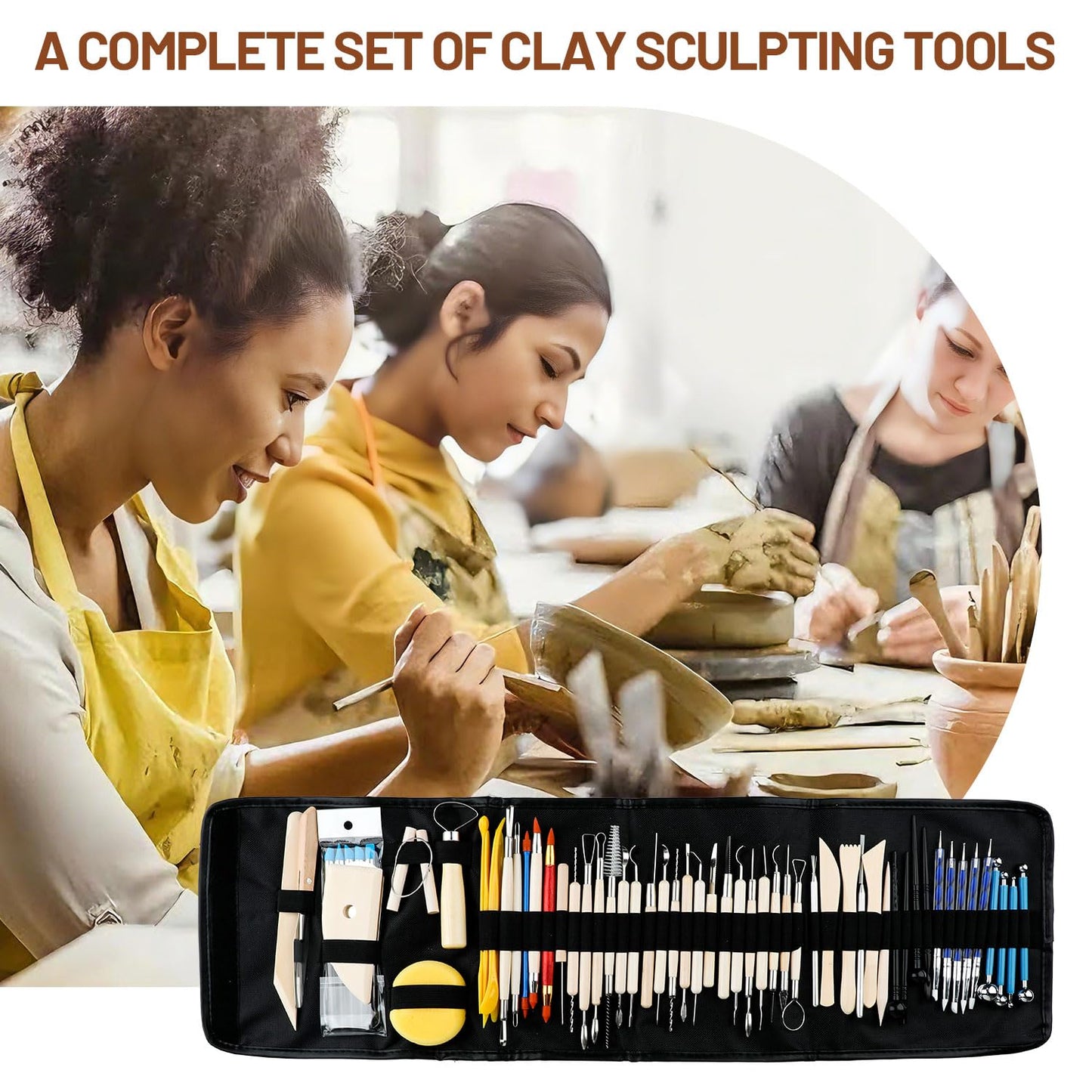 60 PCS Clay Tools Kit Pottery Sculpting Tools Set for Sculpting Modeling Trimming Molding Shaping, Polymer Clay Tools Kit for Adults Students Beginners Pros