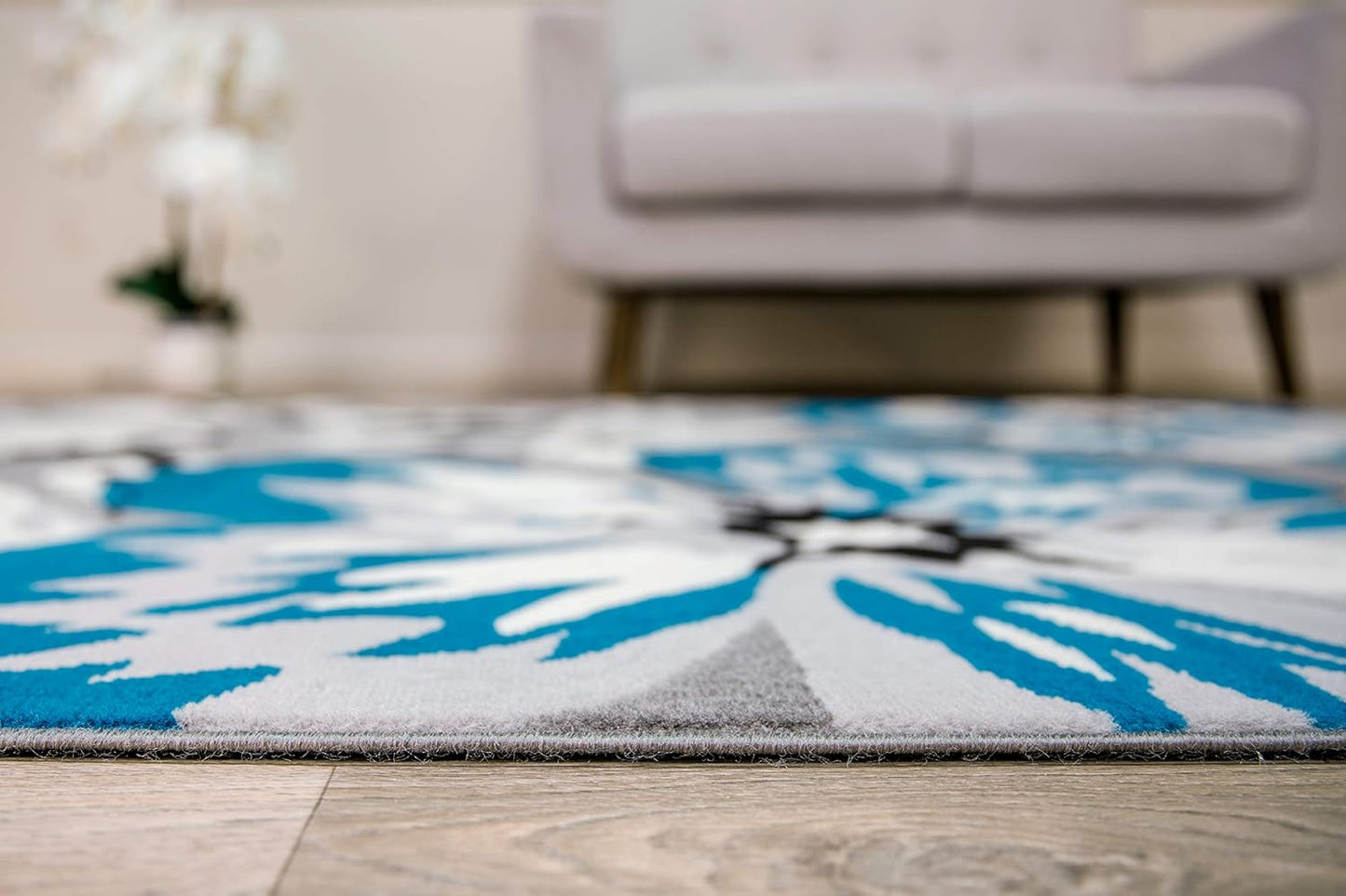 Rugshop Modern Floral Design Area Rug, 2' X 3' Blue - Non-Shedding for Living Room and Bedroom