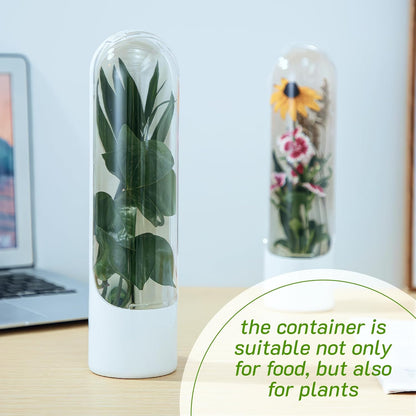 Herb Saver Pod for Refrigerator - 2 Pack Fresh Herb Keeper for Cilantro, Mint & Asparagus - Space-Saving Storage