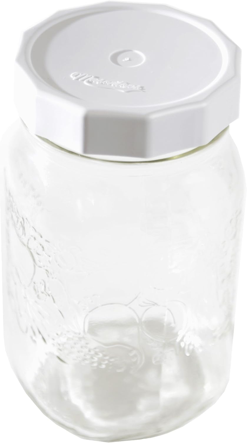 Masontops Tough Tops, Ball Wide Mouth Mason Jar Lids, BPA-Free White Plastic Leakproof