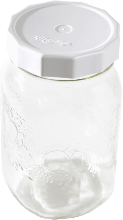 Masontops Tough Tops, Ball Wide Mouth Mason Jar Lids, BPA-Free White Plastic Leakproof