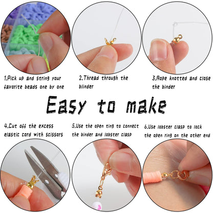 Wakestar Clay Beads Bracelet Making Kit,Flat Round 6mm Clay Beads for Jewelry Making with Pendant Charms Kit,Art Crafts Gift Sets for Girls Ages 3 4 5 6 7 8 9 10 11 12
