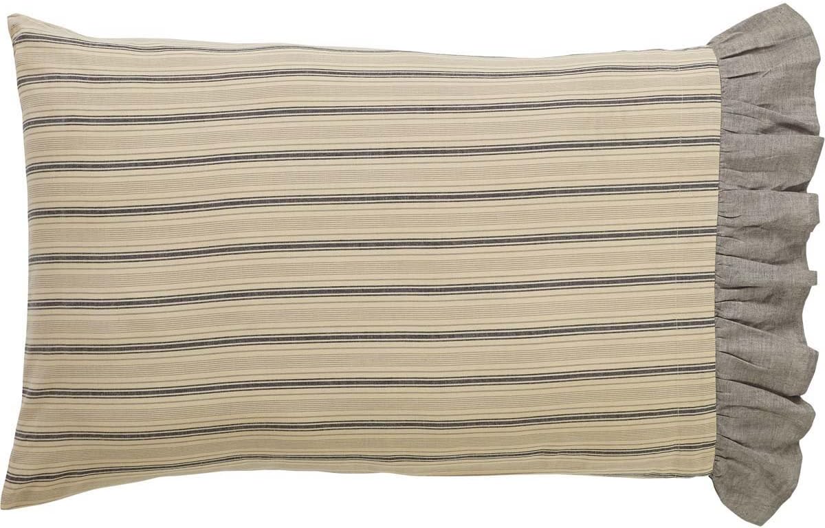 VHC Brands Sawyer Mill Tan Pillow Case Set – Standard Pillowcase Set of 2, 21x30, Dark Creme White.