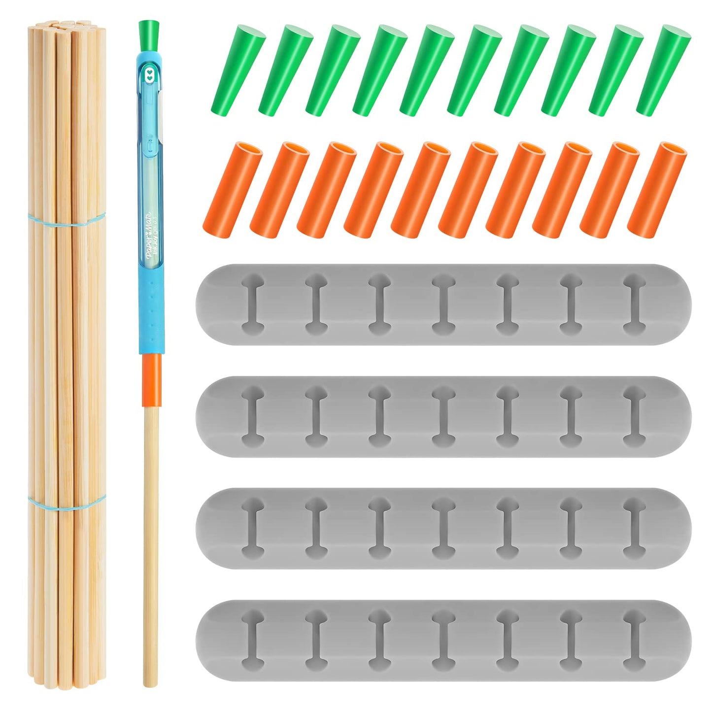 Teling 46 Pcs UV Epoxy Glitter Pen Holder Stand Turner Accessories with Nonstick Sleeves Silicone Pen Plugs Wooden Dowels Rods for DIY Craft Enthusiast