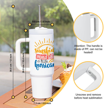AGH 4 Pack 30 oz White Sublimation Tumbler with Handle, Stainless Steel Straw, Insulated Double Wall Vacuum Reusable Cups with Leakproof Lid