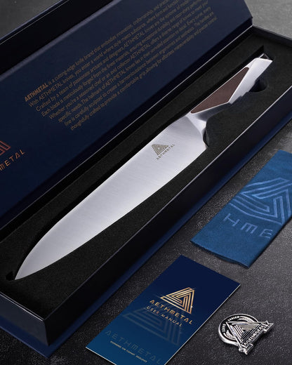 AETHMETAL 8 Inch Chef Knife, Full-Metal Kitchen Knife with Ergonomic Handle, High-Carbon Stainless Steel Chef’s Knife for Home & Pro Cooking, Precision Cutting, Gift-Ready Packaging