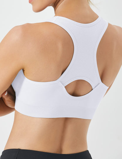 FITTIN Racerback Sports Bras for Women - Padded Seamless High Impact Support for Yoga Gym Workout Fitness XL