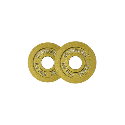 Gold Finish Olympic Steel Plates - Pairs and Sets 2 Inch Barbell Standard in Premium Gold for Weight Lifting (45lb Pair)