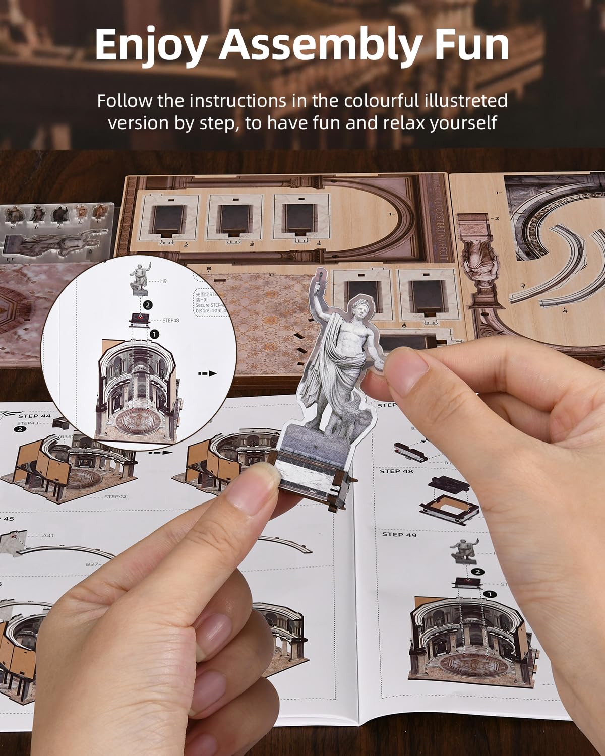 MiniCity DIY Book Nook Kit for Adults, 3D Wooden Puzzle Booknook Miniature House Kit (Pantheon)