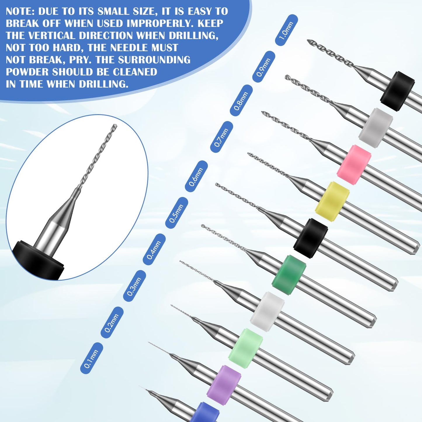 Zhehao 59 Pieces Hand Drill Bits Set Include 49 Pcs Metal Pin Vise Hand Drill Micro Mini Twist Bits and 10 Pcs Tungsten Carbide PCB Rotary Tools for Resin Polymer DIY Jewelry Making Carving(Blue)