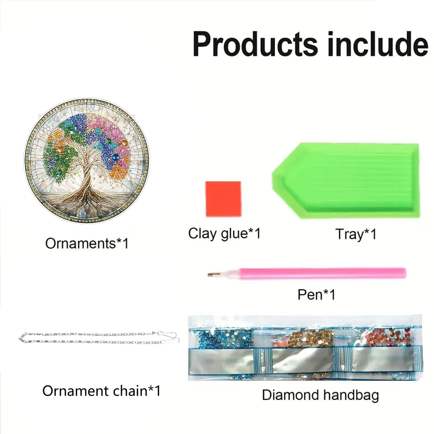 STGLCR DIY 5D Tree of Life Diamond Painting Kits Hanging Sign Wall Art Sign Tree Diamond Art Suncatcher Window Hanging Ornament Window Pendants Home Garden Wall Door 7.8inch