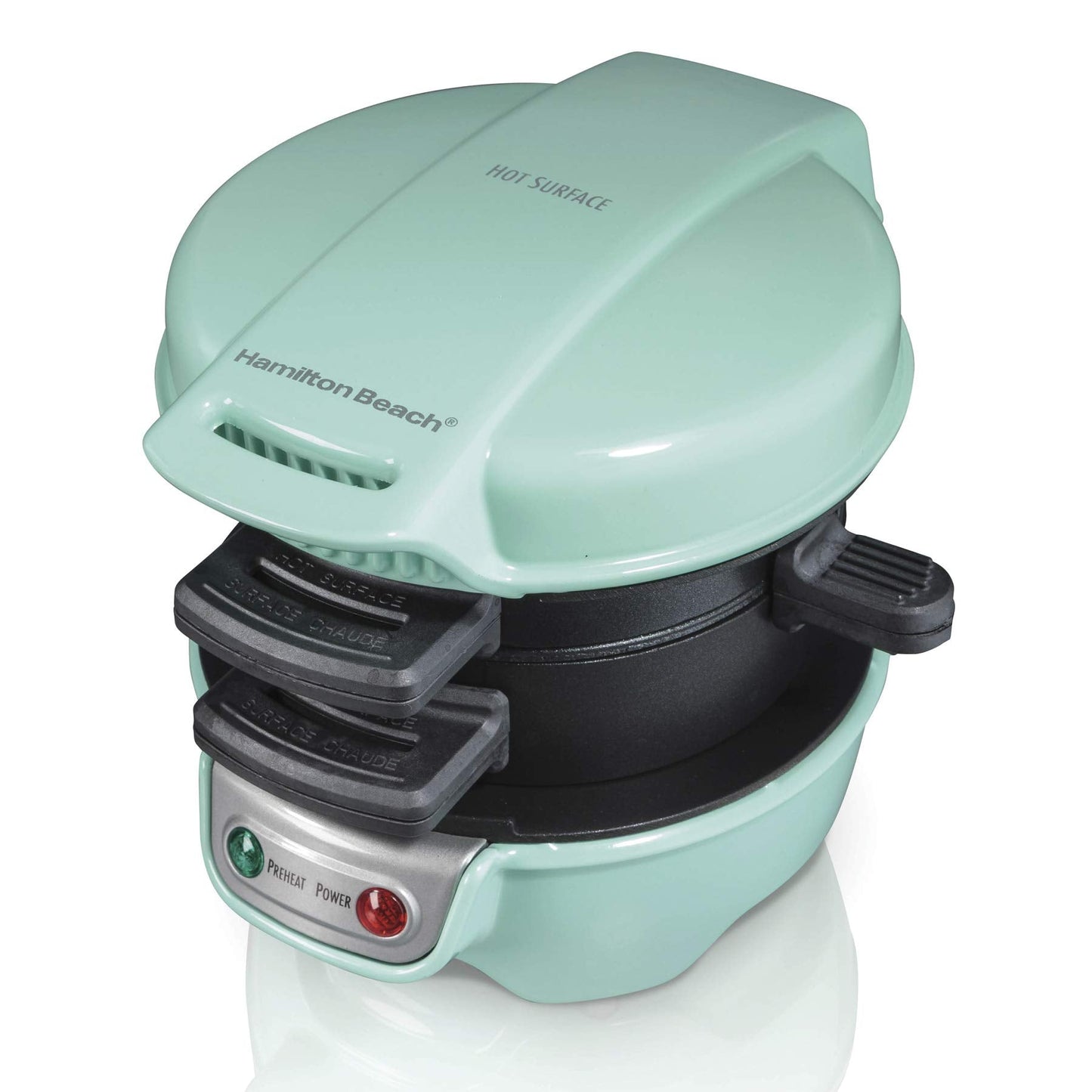 Hamilton Beach Breakfast Sandwich Maker with Egg Cooker Ring, Customize Ingredients, Perfect for English Muffins, Croissants, Mini Waffles, Perfect White Elephant Gifts, Coral (25483)