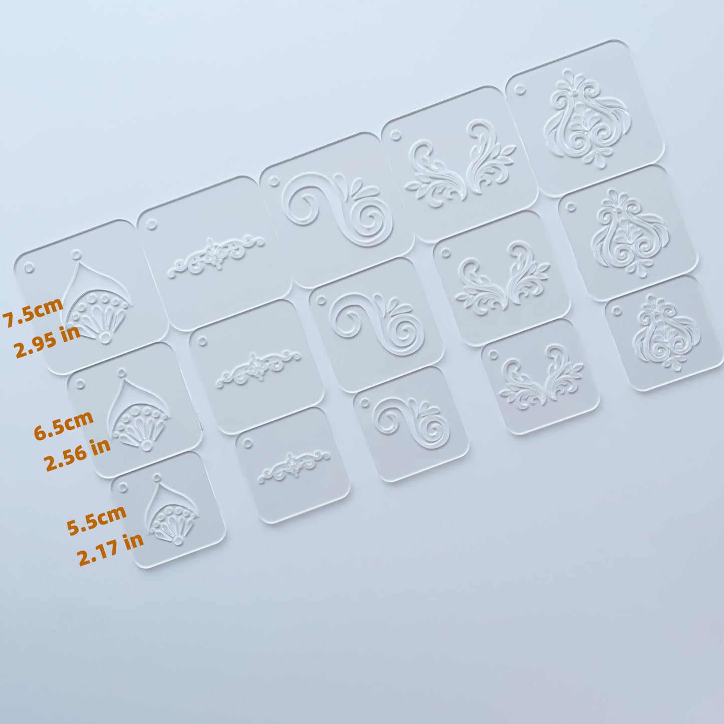 15 Pieces Acrylic Mandala Drawing Stencils, 3 Sizes 2.95/2.56/2.17 Inches with Metal Ring for Dot Art, Painting