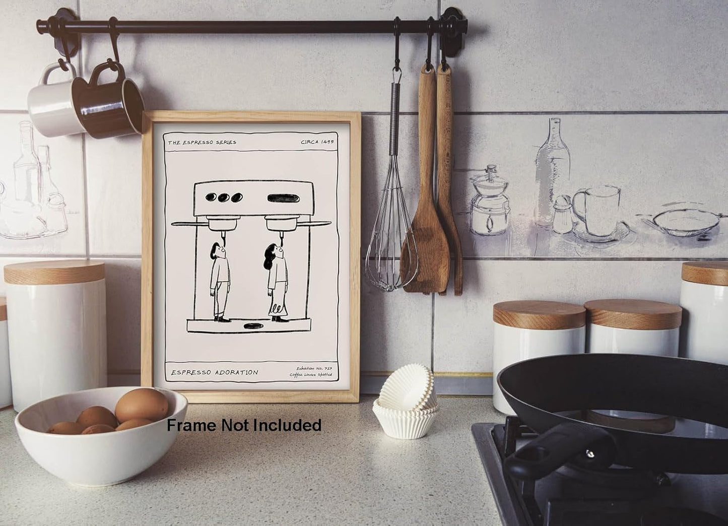 JQ7OL 16x24 Coffee Wall Art Coffee Wall Decor Funny Kitchen Poster Black and White Painting Canvas Pictures Prints