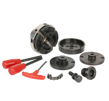 VINWOX SCR4-4NV-SET 4" Wood Lathe Scroll Chuck Set, 4-Jaw Self-Centering Chuck-Set, with Nickle electric Coating Body & 1"x8TPI thread & 3/4"x16TPI Adapter