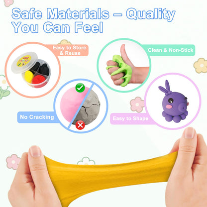 Air Dry Clay Kit for Kids: 12 Animals Modeling Magic Clay Set with Sculpting Tools and Tutorials Safe Non-Toxic & Light Soft DIY Art Craft Molding Clay School Class Home Party Gifts for Boys Girls