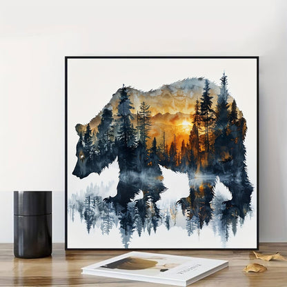 DIYCYCY Forest Bear Diamond Art Kits for Adults,DIY 5D Diamond Painting Kits for Beginners, Round Full Drill Diamond Dots Paintings,Diamonds Pictures Gem Art for adults Crafts Home Decor 13.78x13.78in