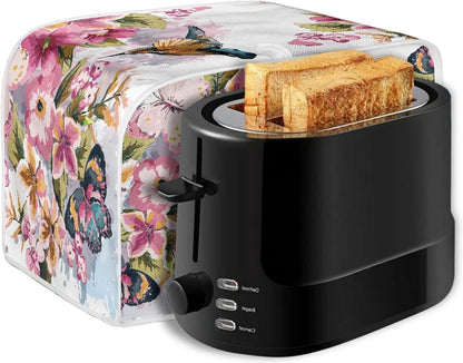 Bird Flowers Painting Toaster Cover, Washable 4 Slice Kitchen Appliance Covers for Bread Maker Oven