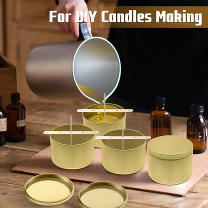 YJHSS 24-Pack 8oz Candle Tins with Lids, Metal Candle Jars for Candle Making, Empty Containers Vessels Bulk for Small Business & Beginners DIY Storage -Gold